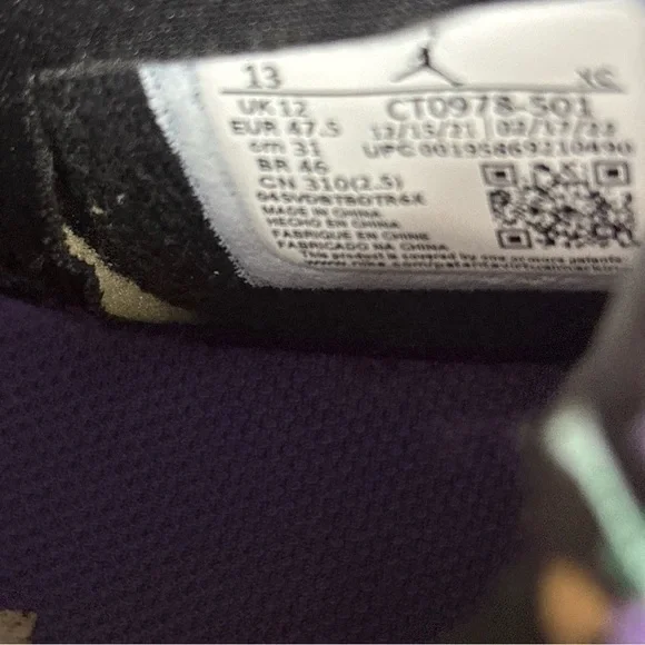 Nike Air Jordan 1 High Zoom Purple White Size 13 CT0978-501 Mens - Picture 8 of 9